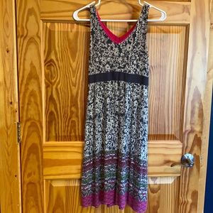 ATHLETA Gray and Pink Floral A-line Dress